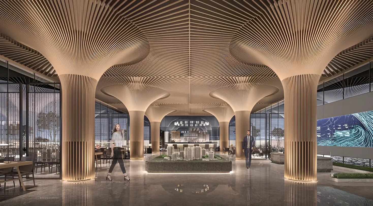 Commercial lobby & banquet halls — 3D rendering