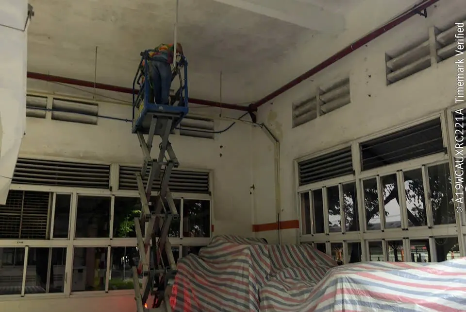 Aerial platform — ceiling repair during production