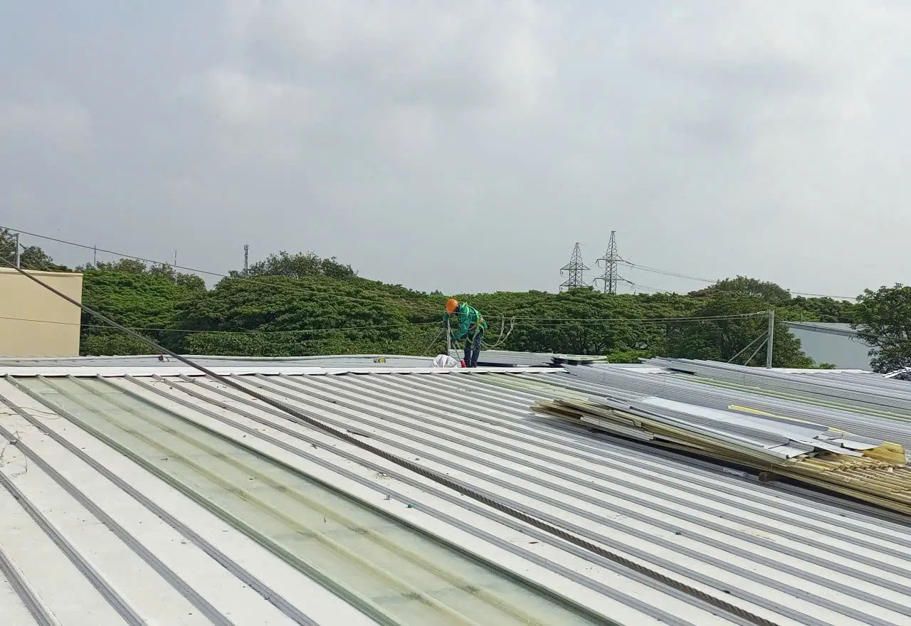 Sample room re-roofing — Ben Luc 13