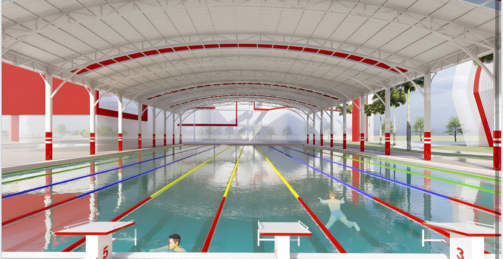 Covered swimming pool design
