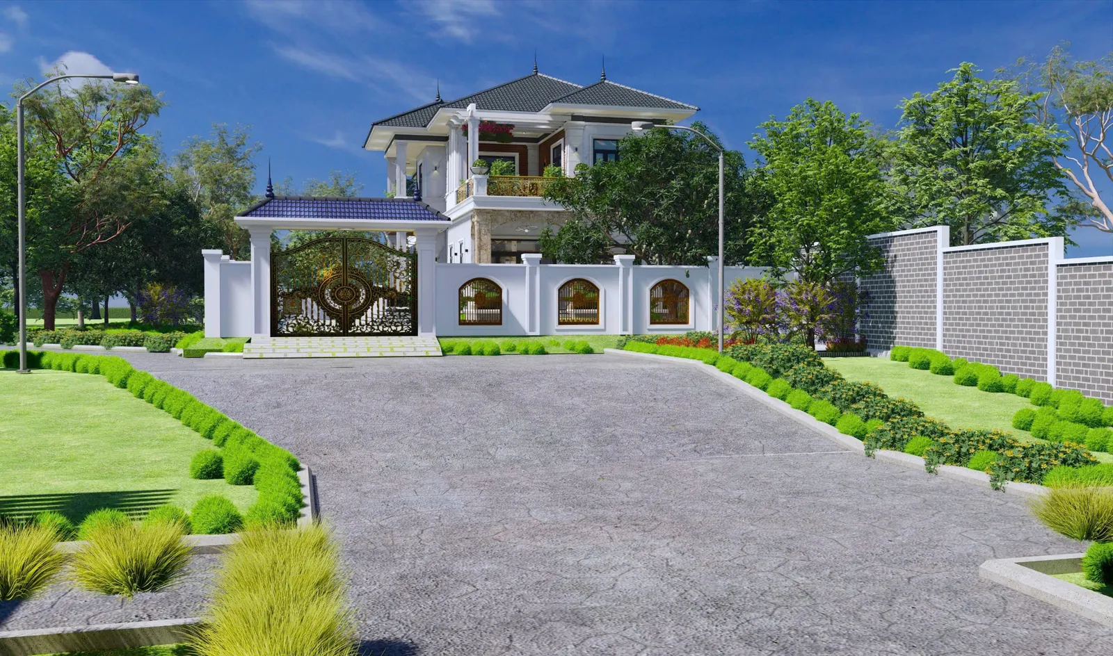 Garden villa — gate and driveway